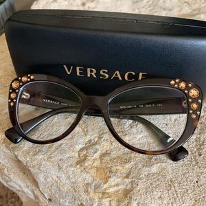 Versace Optical Tortoise Embellished Glasses